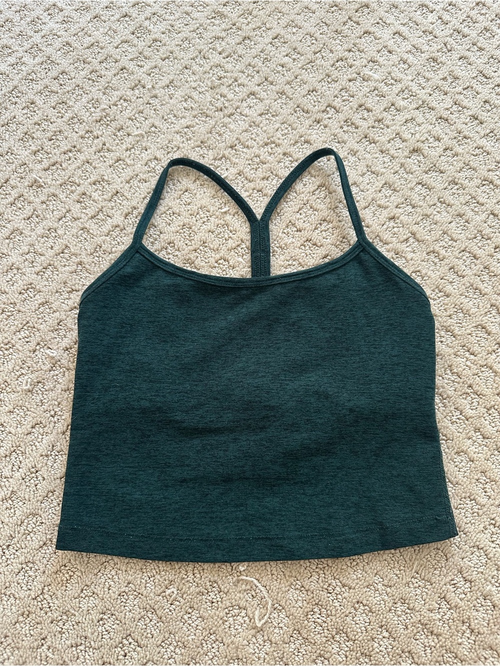 Beyond Yoga Spacedye Slim Racerback Cropped Tank in Dark Forest Green